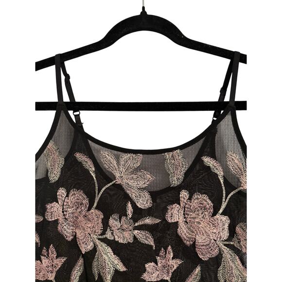 Express Womens S Whimsigoth Sheer Embroidered Floral Thong Bodysuit Boho Sexy - Picture 3 of 9